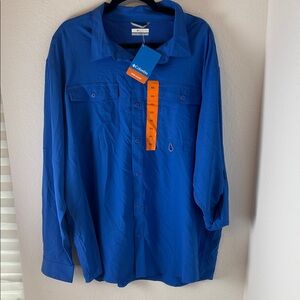 Columbia Men's Casual Button Down Shirt - Blue size xxl